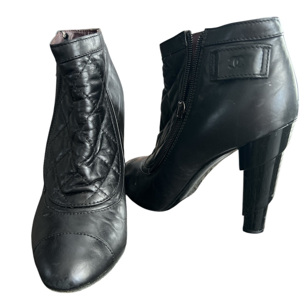 Chanel Black Leather Boots
